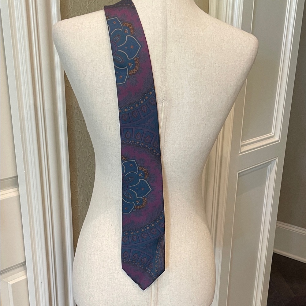 Burberry Vintage  Paisley Tie in Blue/Purple/Gold